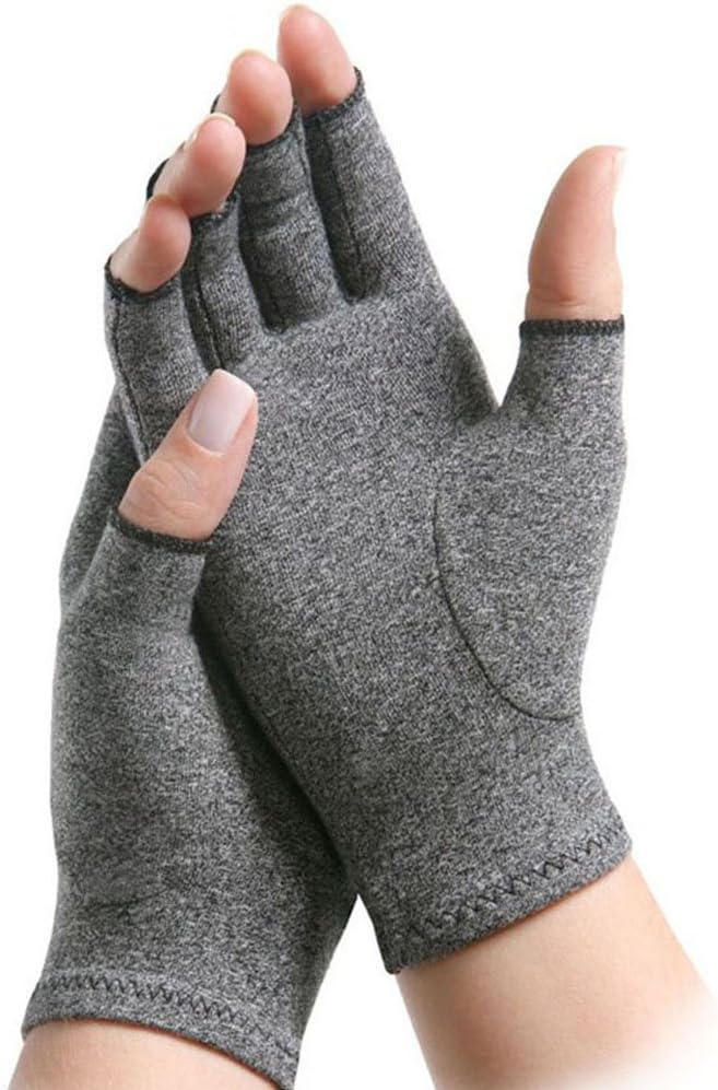Active Arthritis Therapy Gloves - Fingerless, Grey, Increase Circulation, Reduce Pain (M)