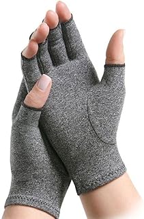 AEVXKHI Arthritis Compression Gloves Relieve Pain from Arthritis Open Finger Wrist Support for Arthritis Carpal Tunnel (Grey S)