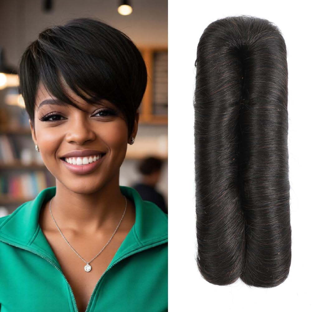 28 Pieces Human Hair Weave Extensions with Top Closure Straight Short Hair Extension for Women Daily Use (1B#)