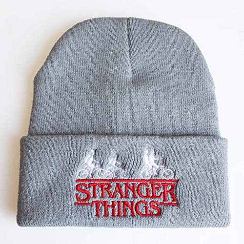 WXQ-XQ Winter Hats for Women's Strange Story STRANGER THINGS Embroidered Knit Beanie Friends Don't Lie Men's Caps Hip-hop Street Charm (Color : Cray1, Size : 56 58CM)
