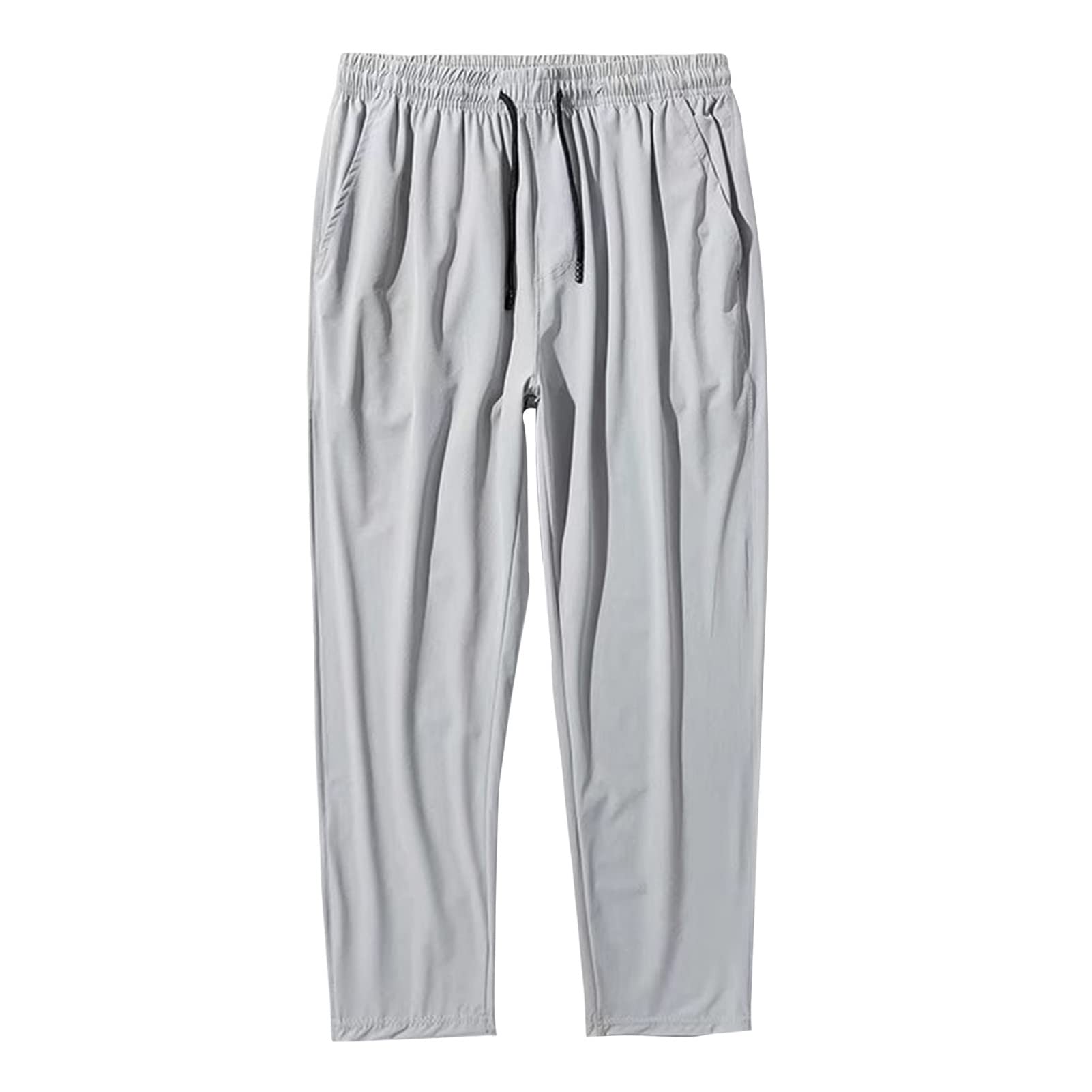 Mens Loose Fit Stretch Pant Classic Casual Tapered Suit Pant Solid Color Lightweight Business Trousers Streetwear (Light Grey,XX-Large)