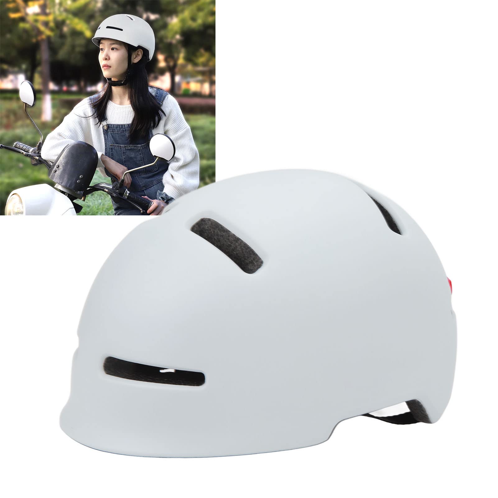 Schimer Casco de bicicleta con luz trasera, recargable USB LED, esfera ajustable, apto para desplazamientos urbanos, ciclismo, ciclismo, adultos, hombres, mujeres