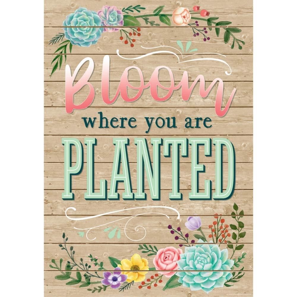 FOPURE Uplifting Bloom Where You Are Planted Poster - Affirmation Quote Print, Inspirational Wall Decor for Home and Office(Framed,16x24inch(40x60cm))