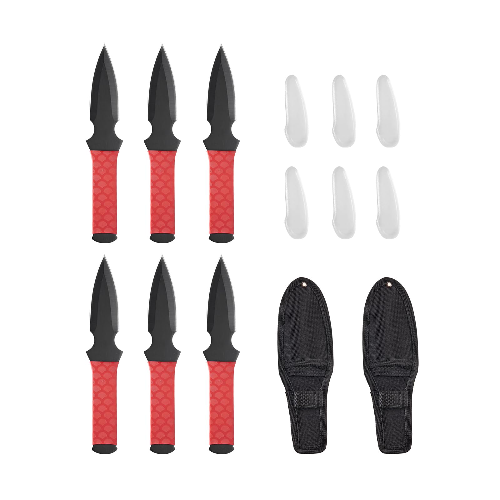 VEVOR Throwing Knives Set, 6 Pack, 8.9 inch Stainless Steel Well-Balanced Knives with Protective Black Nylon Sheath, Ideal Companion for Throwing Products Axes, Sturdy for Recreation and Competition