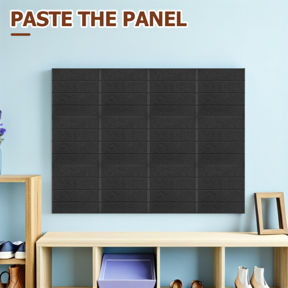 12 Piezas Panel de Anuncios Decorativo, Panel Acústico de Fibra de Poliéster Autoadhesivo, Cuadrado, Negro, Reducción de Ruido y Eco, para Oficina y Aula, Tablón de Anuncios