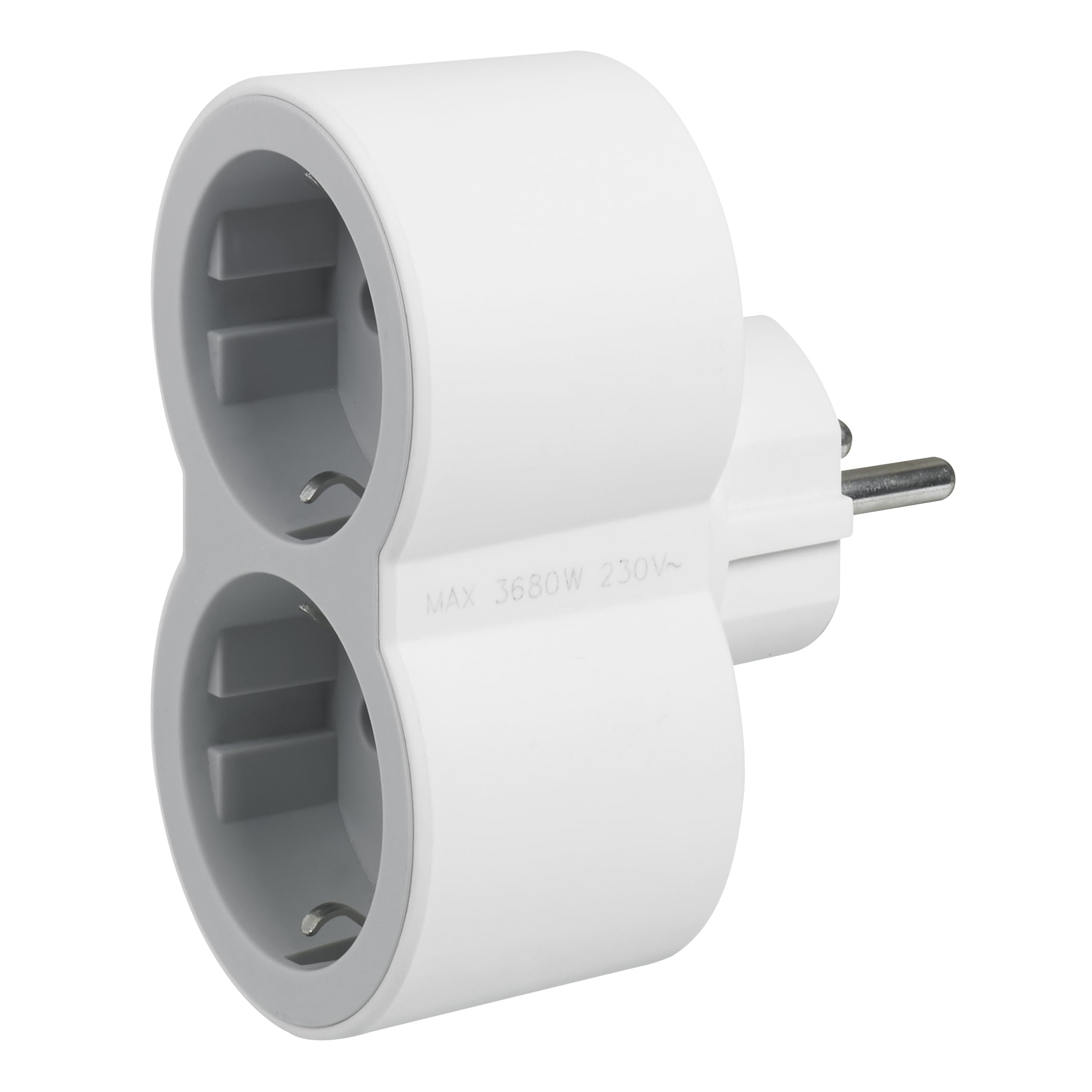 LEGRAND Adaptadores Doble 2P+T, 2 Tomas de Corriente Frontales, Ladron de enchufes. Color Blanco/Gris Claro 694516 — view 4