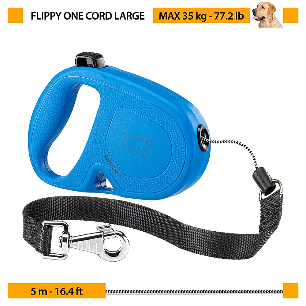 Rozciągliwy smycz dla dużych psów Flippy One Cord L, chowany sznurek 5 m, Max 35 kg, czarny