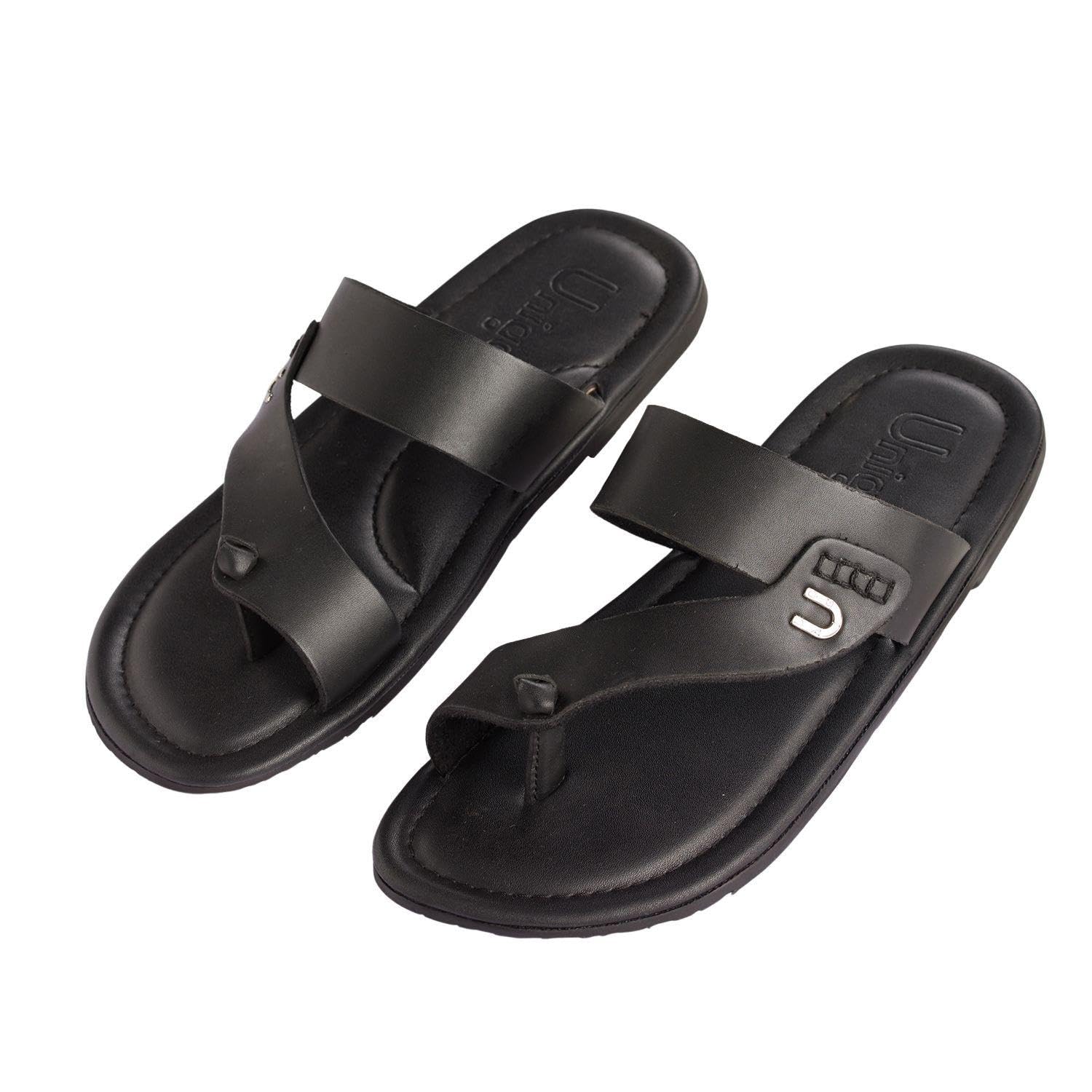 Unigo Stylish Chappal For Men | Lightweight and Comfortable Slippers for Men | Vegan Leather Chappal,Flip Flop For Everyday Wear | Soft & Durable Footwear | Mens Casual Sleeper |Size-11,Infinity-Black (B0D4R4ZCFZ) Amazon Price History, Amazon Price Tracker