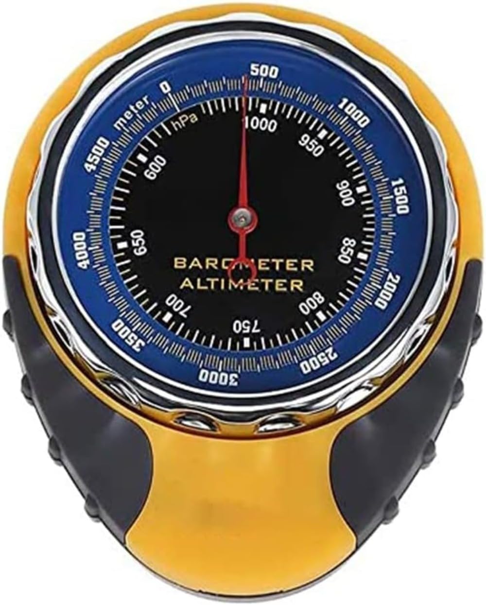 Generisch Medidor de altímetro 4 en 1 para exteriores, con presión de aire absoluta y relativa manual, para senderismo, montaña, camping, color amarillo (85 x 68 x 28 mm)