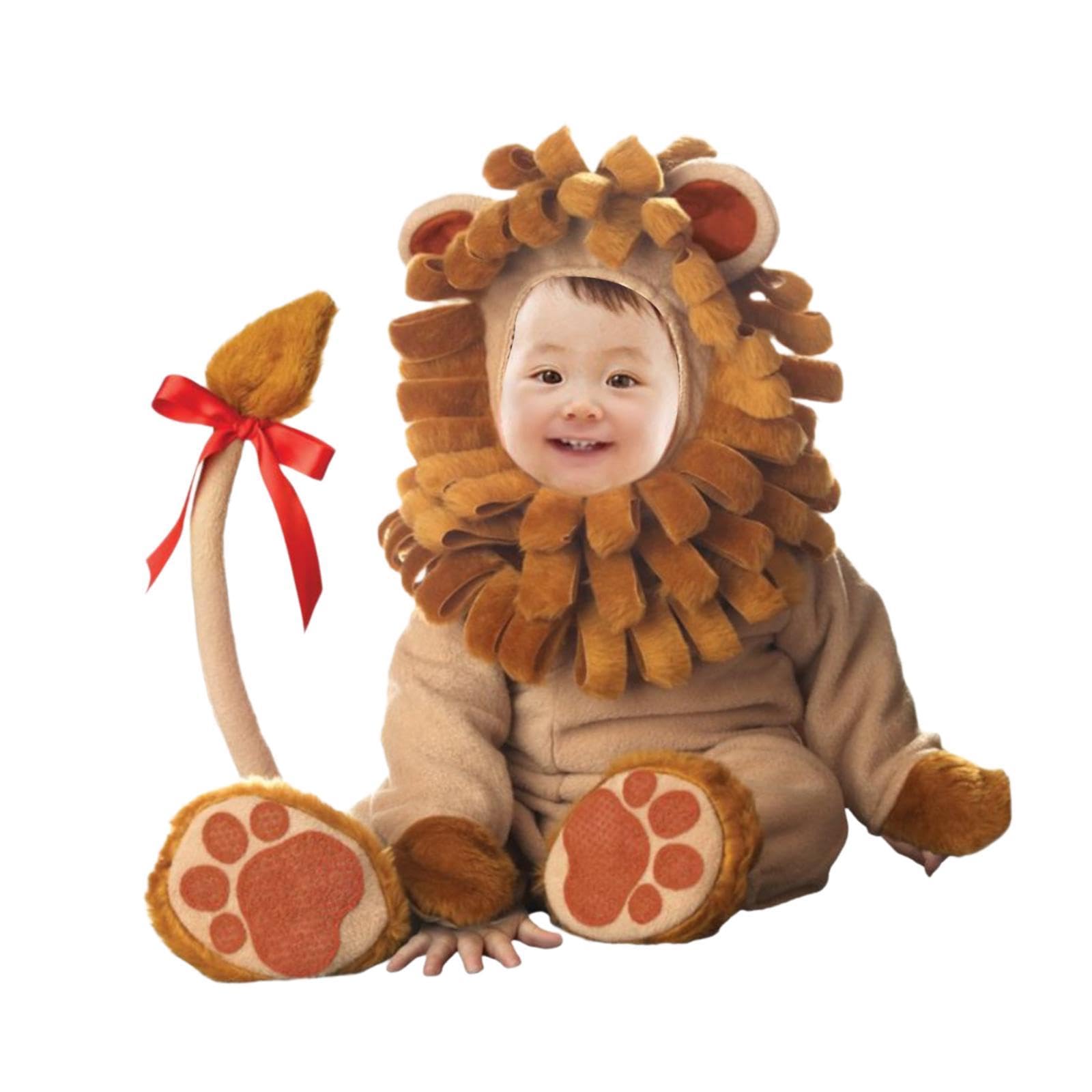 LOVIVER Déguisement d'animal pour bébé, Costume d'halloween, Tenue, Cadeau, Adorable Combinaison à Capuche, Combinaison Cosplay pour Jeux rôle, Lion, M