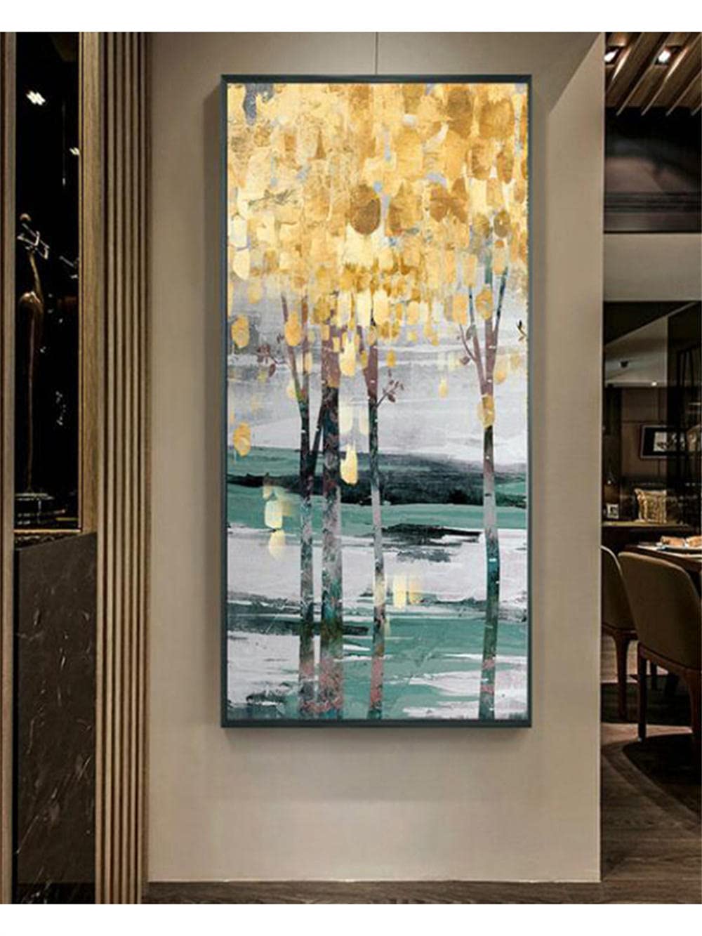 Diamond painting grande taille arbre jaune pour évacuer le stress