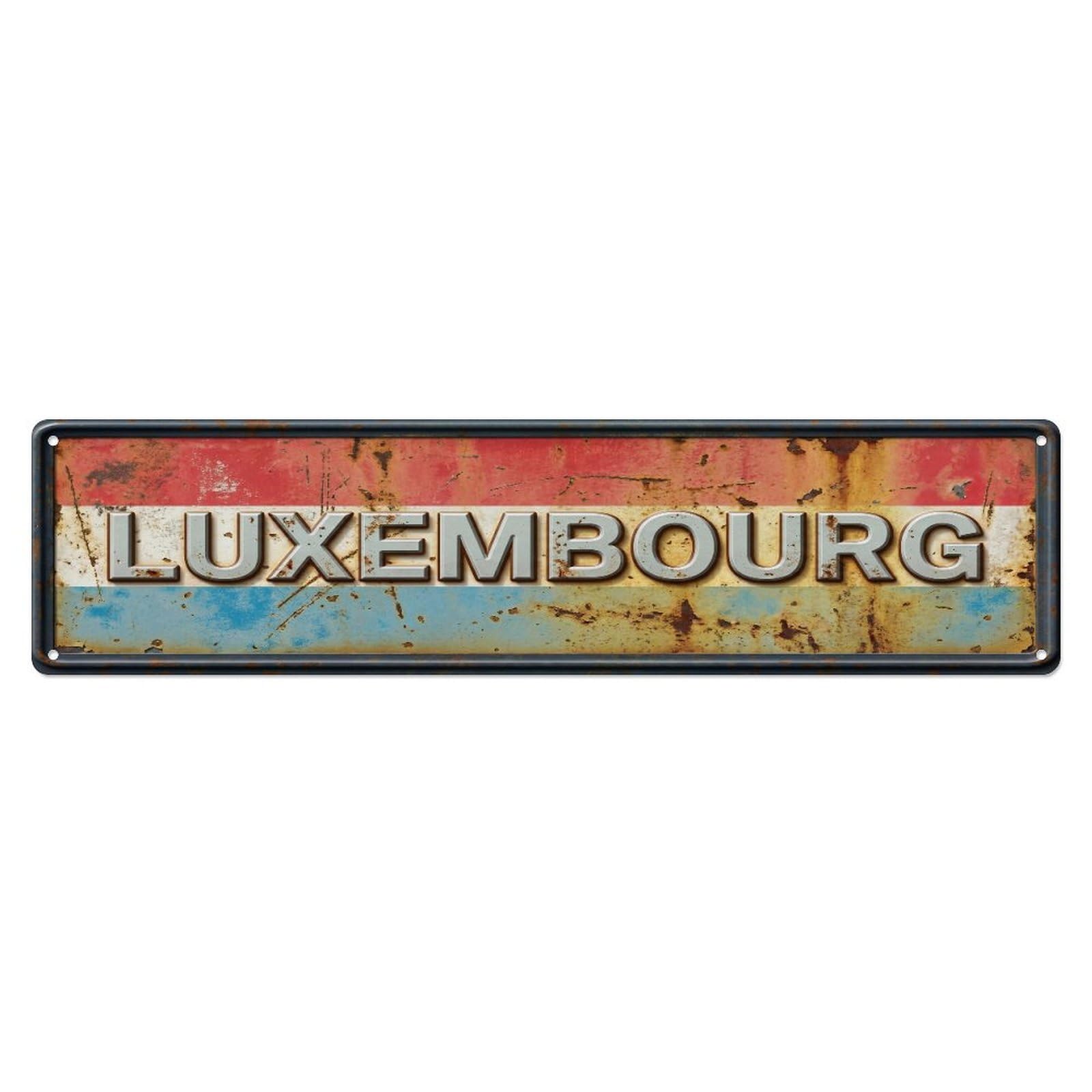 Xanthor Style Metal Tin Sign Vintage Luxembourg Flag Pattern