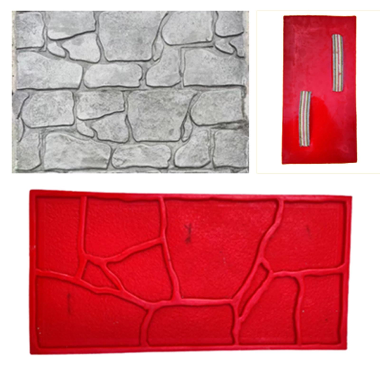 Stampo Cemento, Forme for Cemento con Manici, Texture di Pietra, Timbro in Poliuretano for Texture in Cemento 60x30cm for Strade e Muri