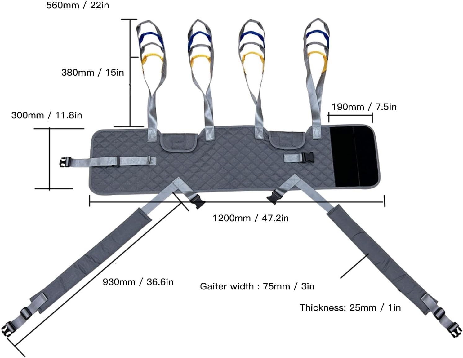 Arnés de elevación, Reutilizable y Lavable, para 108-130 cm de perímetro Abdominal, grúa Ajustable para bipedestación, para Entrenamiento de Apoyo en deambulación