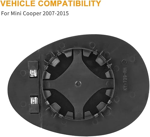 Miniatura 2 de X AUTOHAUX Espejo de cristal calentado con placa de respaldo lado del pasajero lado derecho espejo retrovisor vidrio para BMW para Mini Cooper