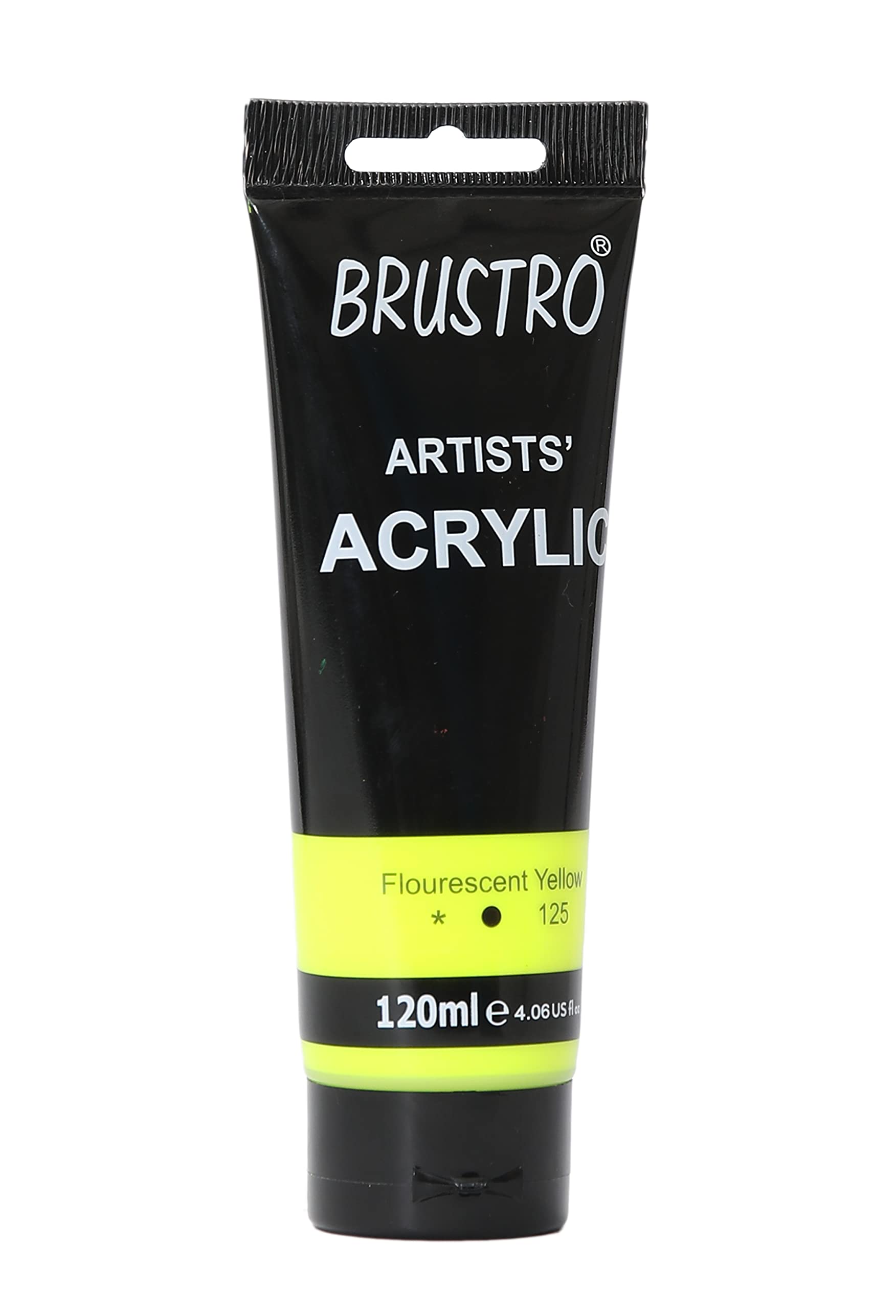 BRUSTRO Artists Acrylic Paint 120ml Fluorescent Yellow | Ideal for Paper, Canvas, Water-Based Colours, Non-Toxic, Inter-mixable Colors, Crafters, Fine Art Students and Professionals