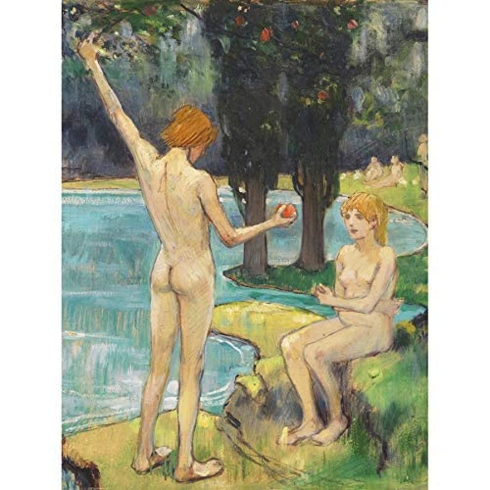 Artery8 Hofmann Adam Eve Paradise Painting Unframed Wall Art Print Poster Home Decor Premium