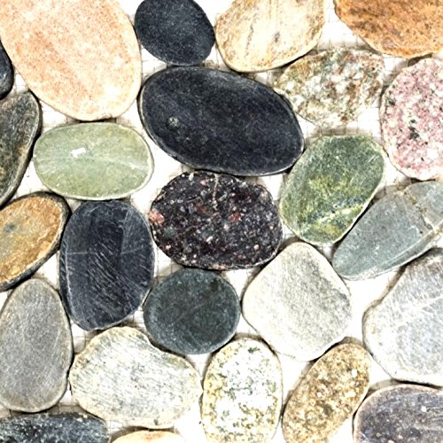 Mosaic tile river pebble cut white / yellow for floor wall bathroom