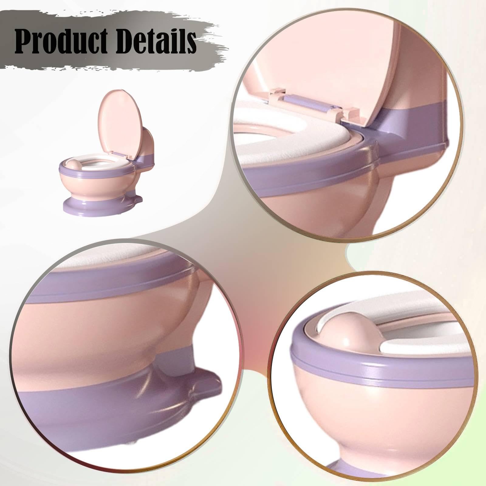 Harilla Orinal Portátil con Inodoro Extraíble, Protector Antiderrame, Cómodo Y Antideslizante para Niños Y Niñas, Almohadilla Suave Rosa Y Morada, Individual
