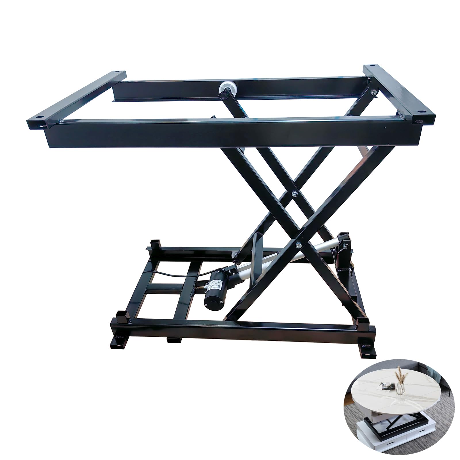 Table élévatrice électrique noire avec cadre robuste en métal