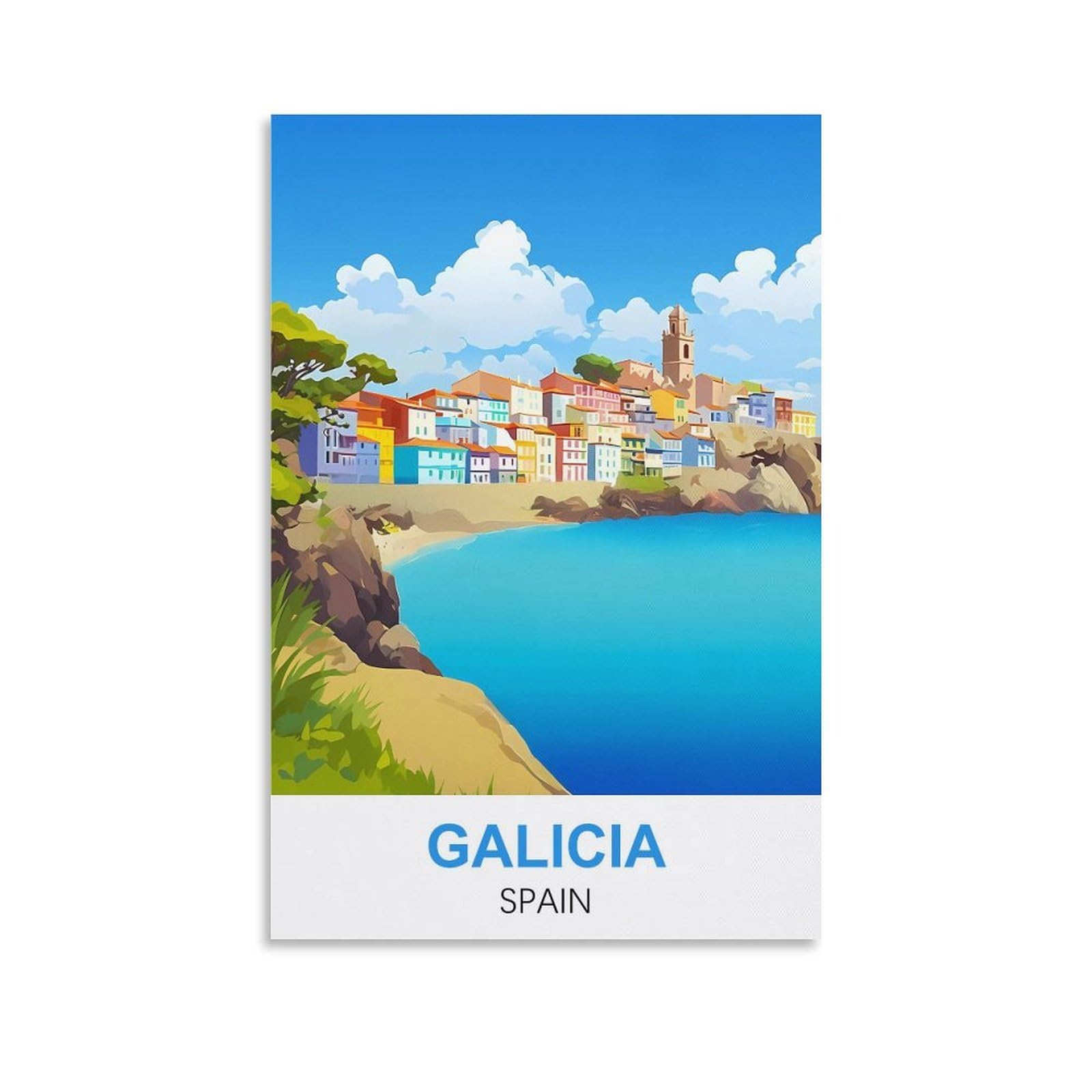 WHCHEEH Galicia Spain Vintage Travel Posters 12x18inch(30x45cm) Canvas Art Print Wall Art Decor Picture