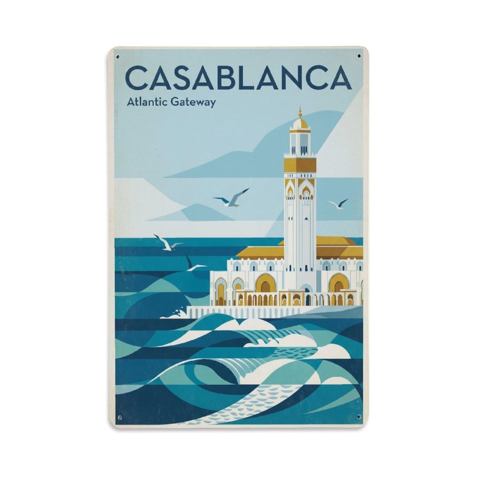 Metal Tin Sign Morocco Casablanca Vintage Travel