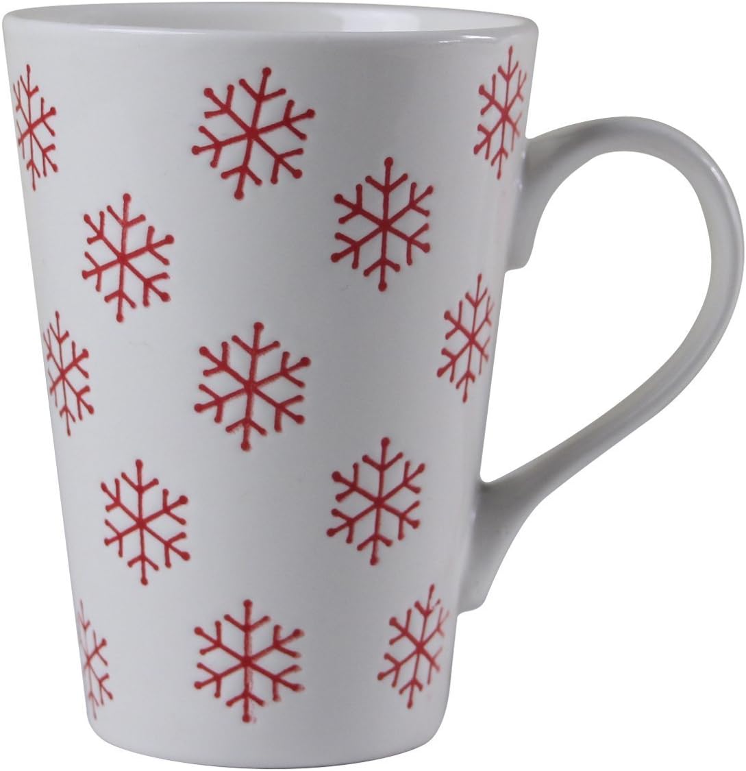 Angelice Home Snowflake Mug, White Morning Coffee Ceramic Mug, Novelty Mug for Coffee Lovers