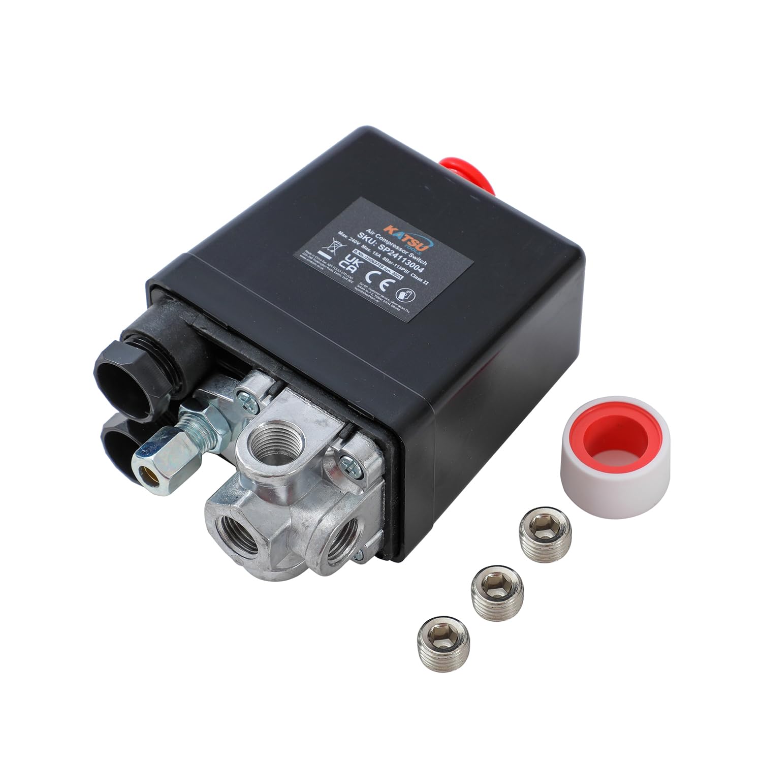 Air Compressor Pressure Control Switch 1/4" 3 Port Sigle Phase 220V for Air Compressor Pump Control Valve SP24113004