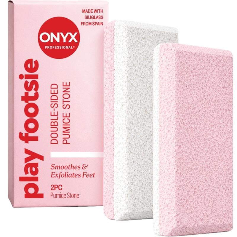 Onyx Professional Double Sided Pumice Stone, 2 Pack - 100% Siliglass Callus Remover for Feet, Elbows, Knees, Dead Skin, Heels, Hands, Foot File Scrubber Exfoliator, Pumice Stone for Feet