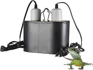 BNOSDM Dual Reptile Light Fixture Dome Lamp Fixture Max 150W Dual Reptile Heat Lamp Fixture with Separate Switches Dual Deep Heat Lamps UVB Light Fixture for Iguana Tortoise Hamster Snake Lizard