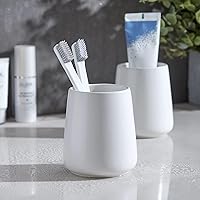 Vista 5 de Soporte de cepillo de dientes blanco para baño - Soportes de cepillo de dientes de cerámica, taza de cepillo de dientes y organizador de pasta