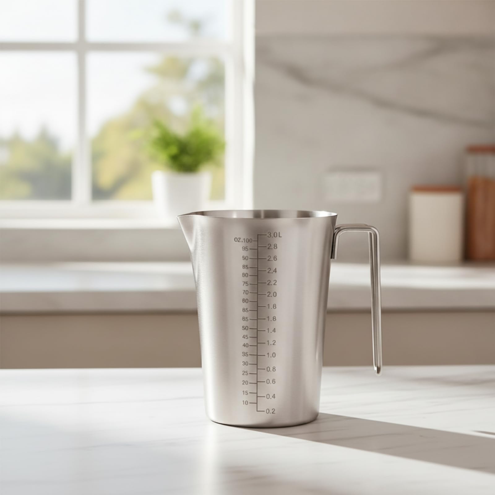 Messkanne aus gebürstet Messkanne mit Ausgießlippe präzise Messbecher mit Griff für Küche, Backen, 5L