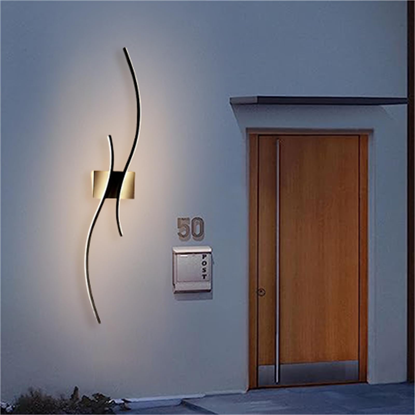 Nowoczesna i kreatywna lampa ścienna na zewnątrz, IP65, ściemniana, z pilotem zdalnego sterowania, długa lampa aluminiowa, do ogrodu, na taras, garaż (czarna, 60