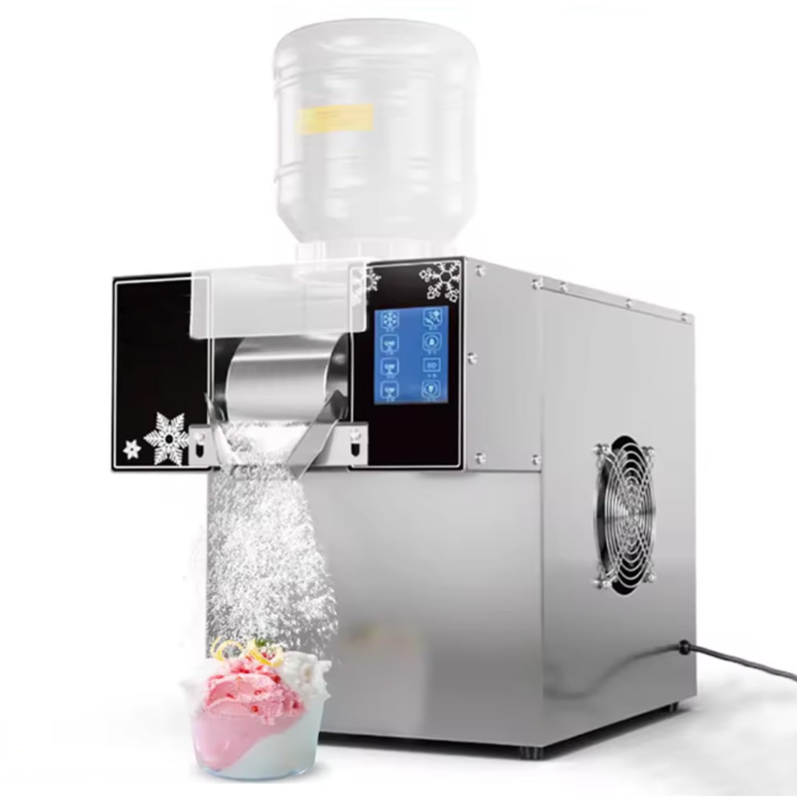 Machine À Glace Pilée Professionnelle en Acier Inoxydable, avec Panneau De Commande Tactile, 3 Modes De Production Et Un Réservoir De 2,5 L, pour Smoothies, Desserts, Cafés