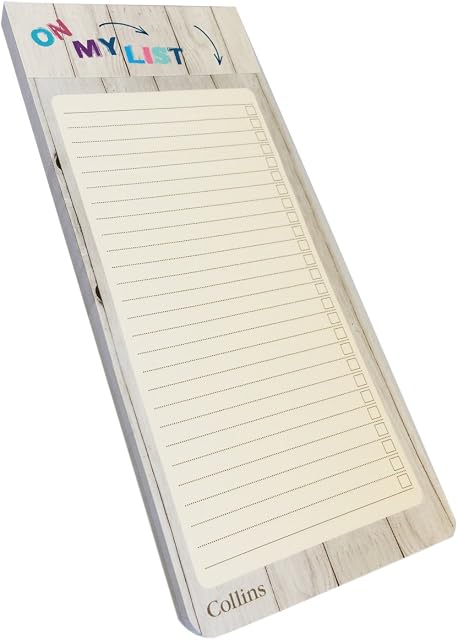 Collins Slim Shopping List with Magnetic Back for Fridge Hanging (Pack of 200 Sheets), Brighton
