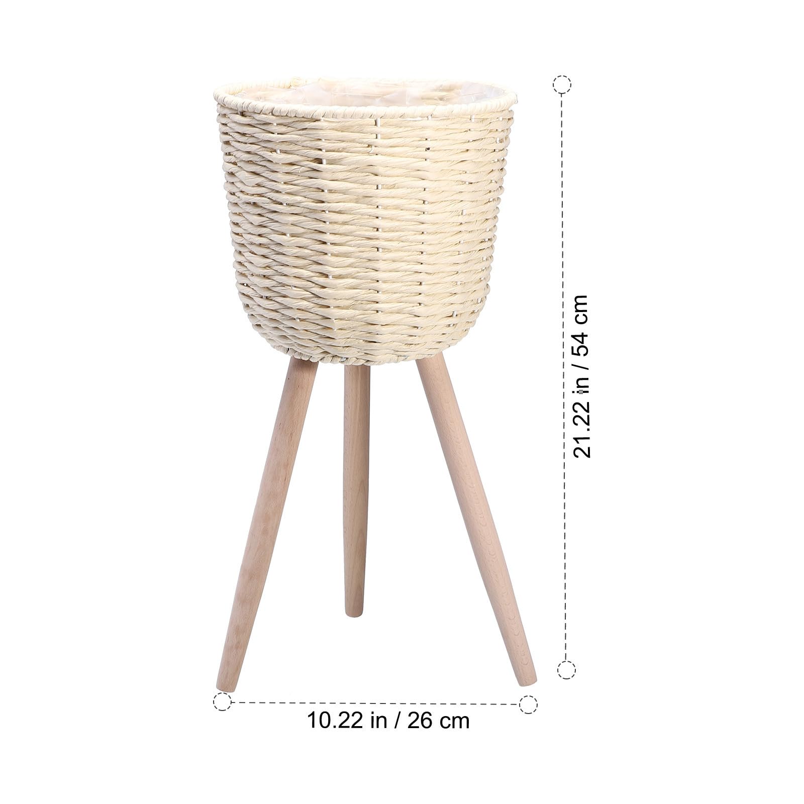 CHILDWEET Vaso da Fiori con Staffa Angolare in Rattan e Legno, Portafiori Decorativo Semplice ed Elegante per Piante, Adatto per Decorazione Casa e Ufficio, 1 Pezzo