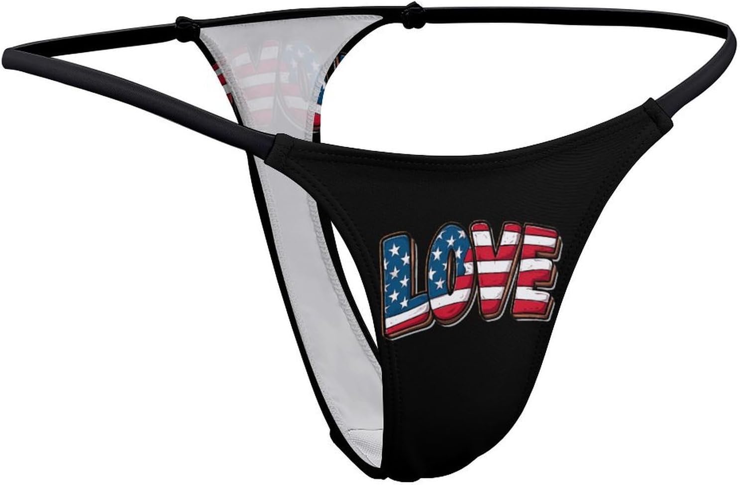 Love USA Flag Thongs for Women Underwear G-String Panties | Breathable,Low Rise Panties,T-back,Sexy,Briefs,No Show Thongs