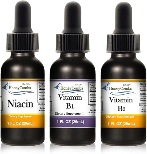 HoneyCombs Gotas líquidas de 1 oz cada una ahorra un 10%  Vitamina B2 (riboflavina) + extracto de tiamina de alta potencia de vitamina B1 + vitamina