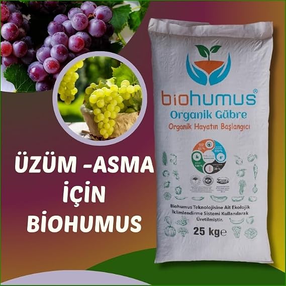 Sultaniye Üzüm ve Asma için, Organik gübre, Organik Sertifikalı, Kök geliştirici, toprak düzenleyici, bitki besleyici 25 Kg (1)