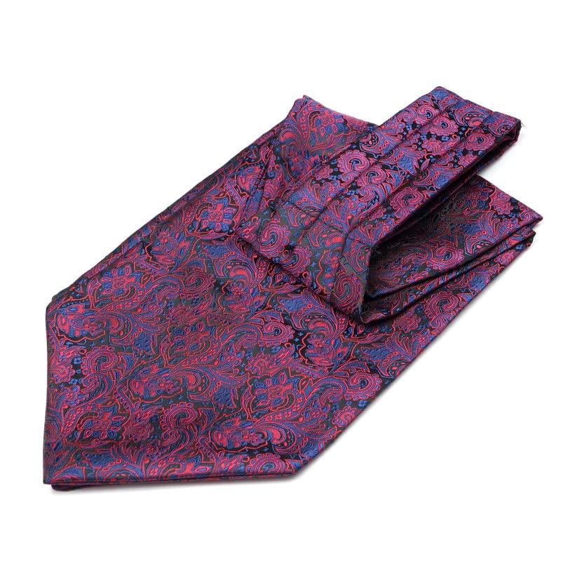 Axlon Tie for Men – Micro Silk Neck Ties Set with Cufflinks Flower Pin, Pocket Square & Black Gift Box, Combo Necktie Sets for Office Wear, Formal Suits & Weddings (Red Blue, AscotCr-24) - Image 5 thumbnail
