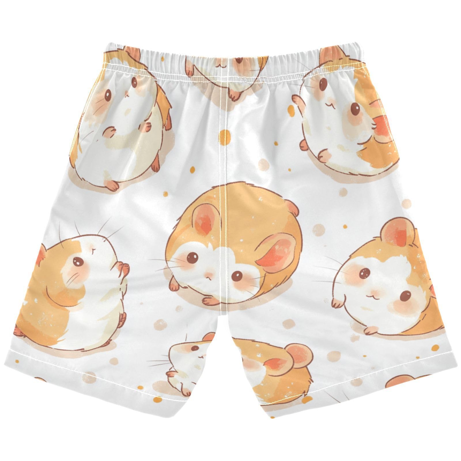 Jucciaco Boys Beach Board Shorts Guinea Pig Cartoon Rat Swim Trunk Teen Swimwear Multicolor