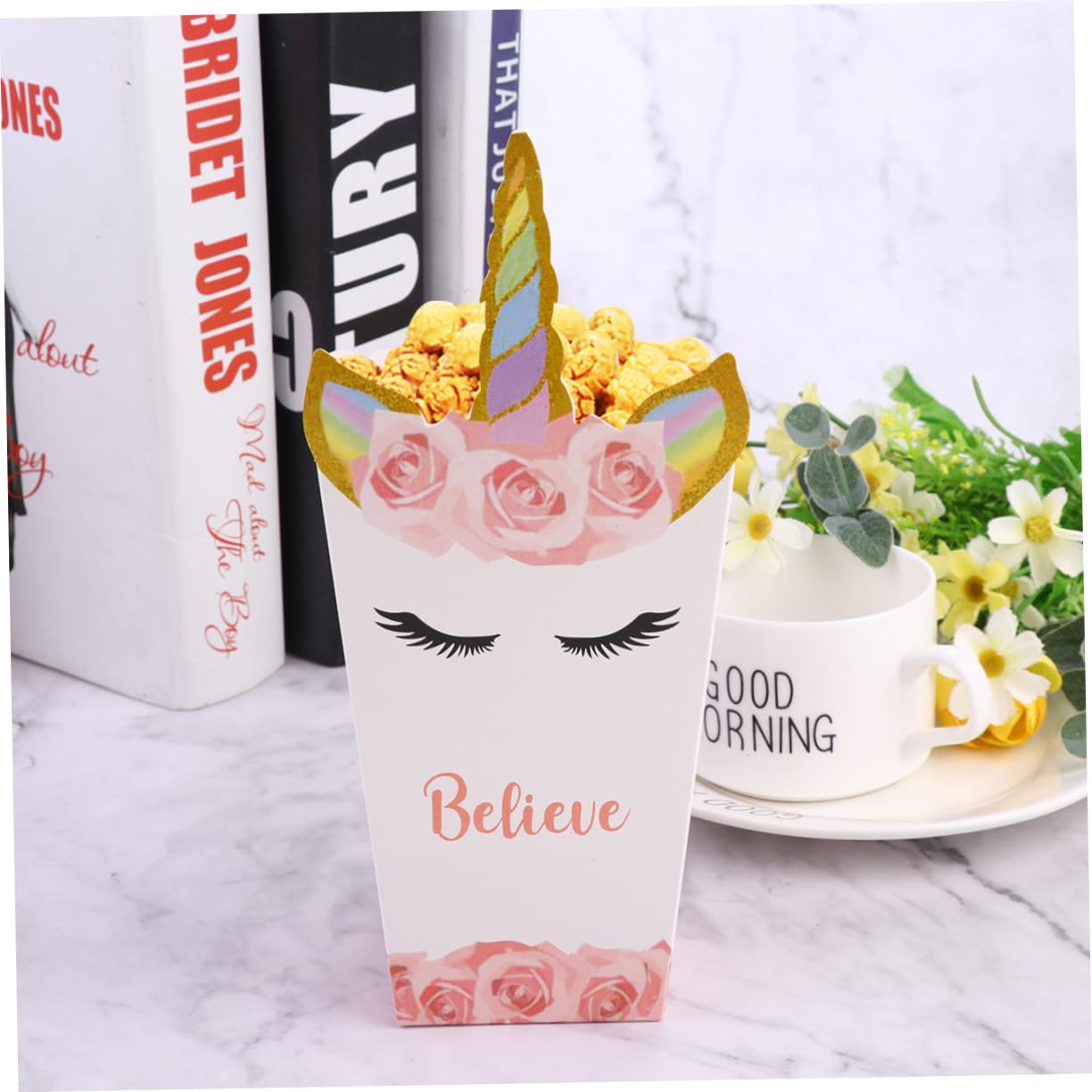 Hemobllo 12Pcs Unicorn Printed Popcorn Boxes Fun Holders for Parties Events Movie Lightweight Safe Storage