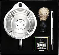 Vista 1 de Silver Fox Shaving Scuttle - Tazón con afeitadora, jabón, cepillo, taza de acero inoxidable, mantiene la espuma caliente y cremosa, afeitado