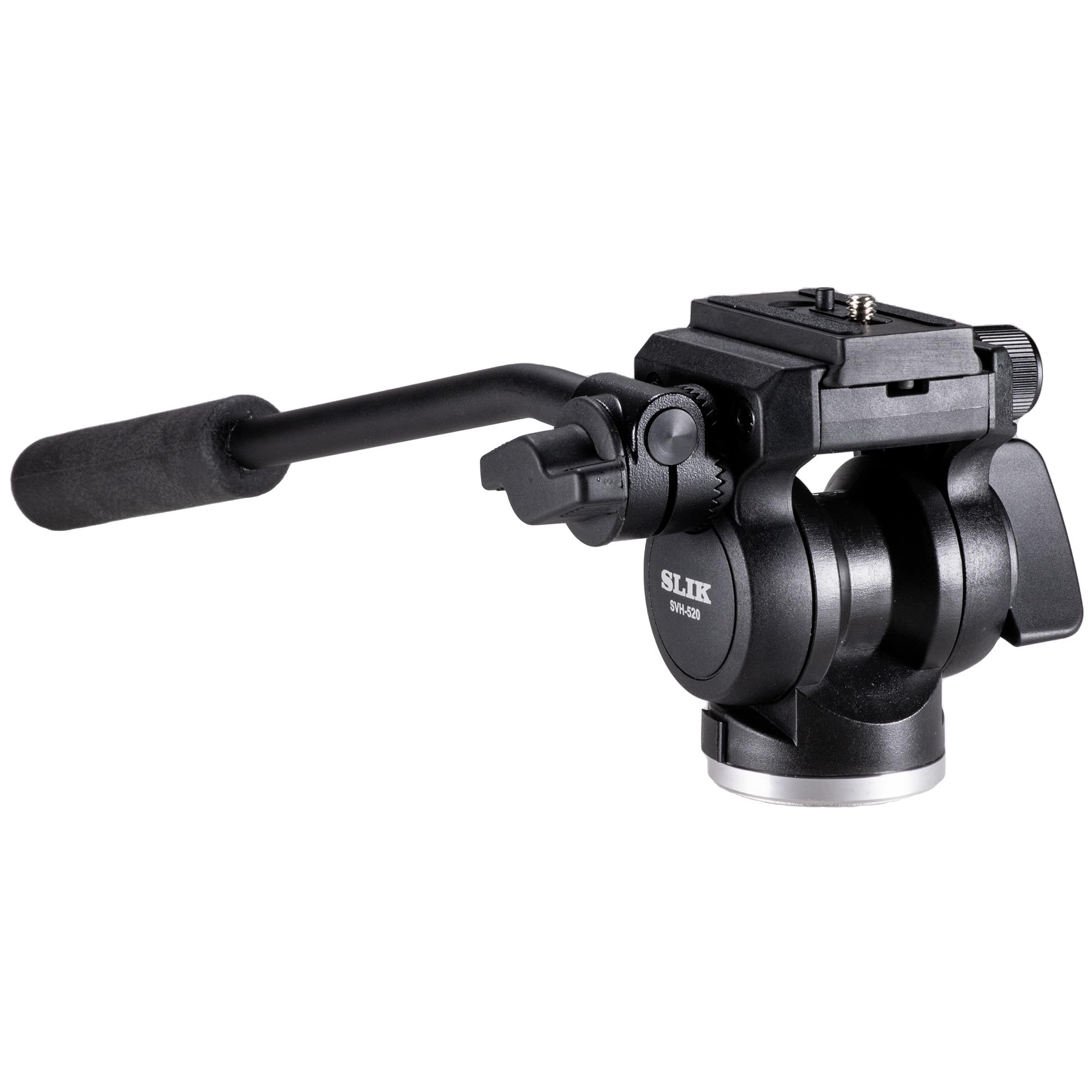 SLIK SVH-520 Lightweight Fluid Video Head (618-001) w/Arca Compatible Quick Release Camera Plate Supports 8.8lbs, Weighs 1.2lbs, Handle Length is 13"