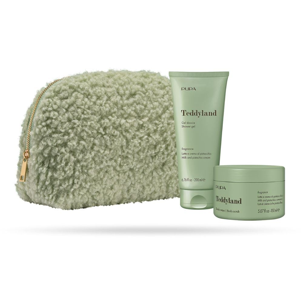Pupa Teddyland - Kit 1 Duschgel 200 ml & parfümiertes Körperpeeling 150 ml (Lilch und Pistaziencreme)