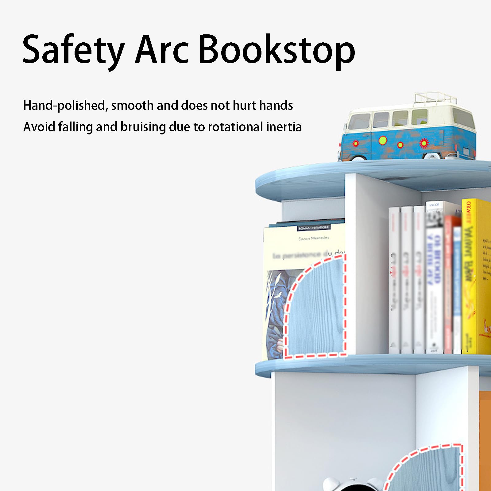 Estantería giratoria de 360 grados para niños y adultos, estantería de esquina redonda con 2 6 niveles para sala de estar, dormitorio, biblioteca, oficina en casa, color blanco