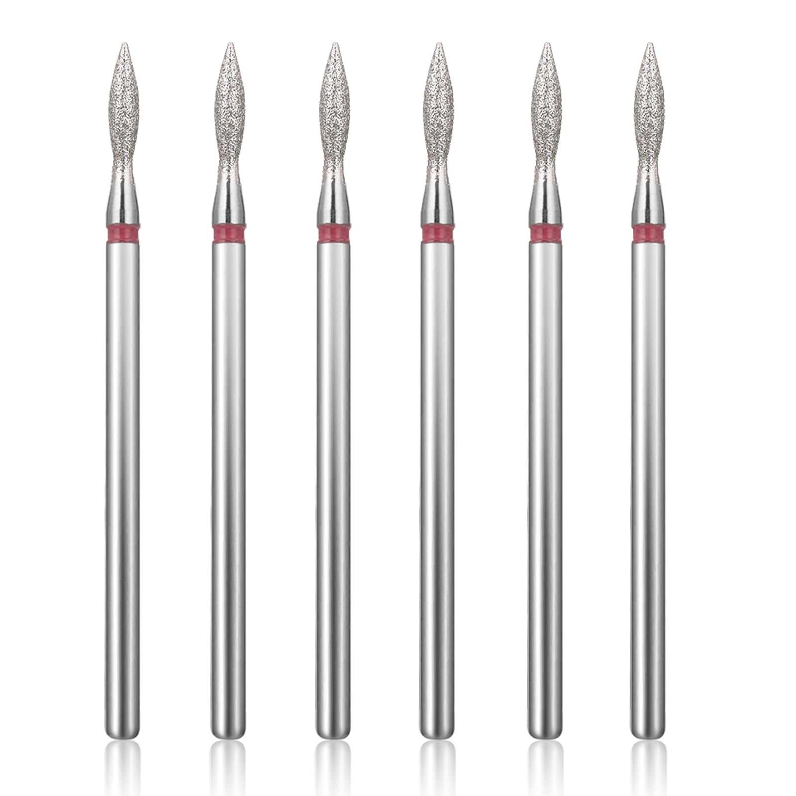 6 Pezzi Trapano per Unghie a Fiamma Set, Punte per Trapano per Cuticole 3/32 Punte per Trapano per Rimozione Cuticole in Carburo Diamantato per Unghie Acriliche e Unghie Naturali