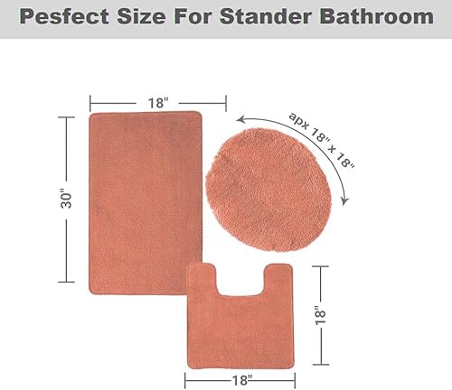 Miniatura 4 de Daniel's Bath & Beyond Alfombra de baño de lujo sólida de 3 piezas, naranja