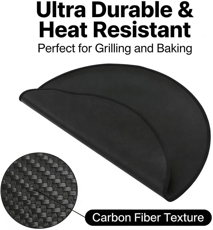 Grill Mat Fireproof Round BBQ Mat 32in / 82cm Dia, High Temperature Resistance, Washable, Reusable - Burn Proof Cooking, Outdoor Deck Accessories, Firepit Floor Protection (32in / 82cm Dia)