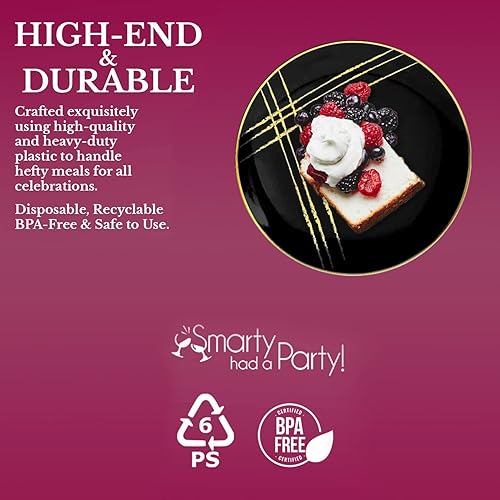 Miniatura 3 de Smarty Had A Party Platos de plástico, juego de vajilla desechable de mármol, platos de cena y ensalada, pedido a granel para bodas y otras